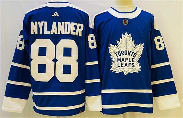 Mens Toronto Maple Leafs #88 William Nylander Blue 2022 Reverse Retro Stitched Jersey->->NHL Jersey